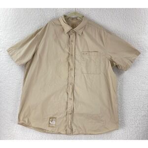 LRG Wovens Grass Roots‎ Shirt Mens Size 2XL Beige Button-Up Short Sleeve Casual
